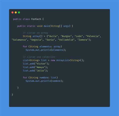 for each java ejemplo.